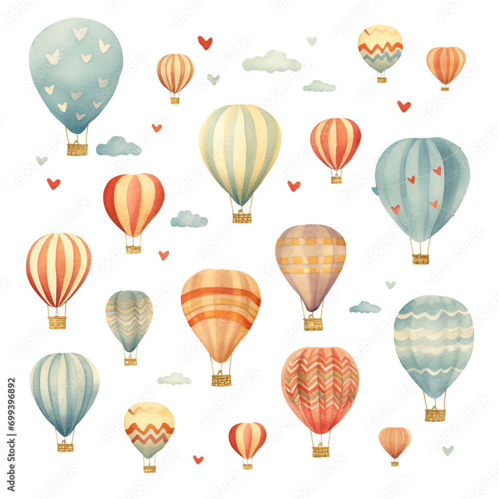 Watercolor Valentine Hot Air Balloon Ride