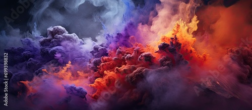 purple and blue and orange volcanic eruption