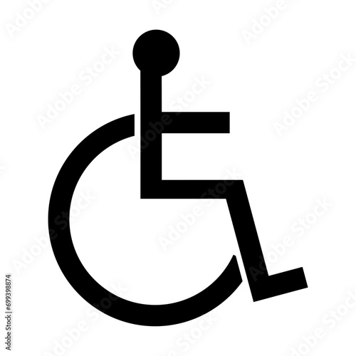 Disabled sign icon vector illustration.Human on wheelchair handicapped symbol.