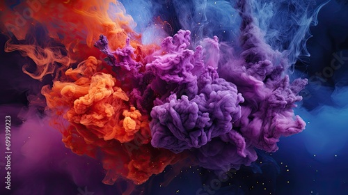 purple and blue and orange volcanic eruption