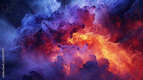 purple and blue and orange volcanic eruption