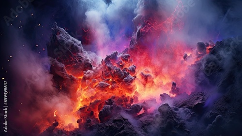 purple and blue and orange volcanic eruption photo