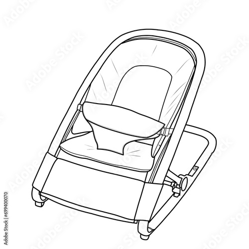 Baby rocking and bouncer. Swing bed for kids. Vector sketch illustration in flat style.