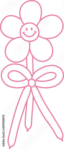 Cute Birthday Daisy Flower Balloon Illustration
