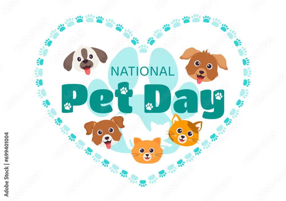 National Pet Day Vector Illustration on April 11 with Cute Pets of Cats and Dogs for Celebrate your Animal Companion in Flat Cartoon Background National Pet Day Vector Illustration on April 11 with Cute Pets of Cats and Dogs for Celebrate your Animal Companion in Flat Cartoon Background