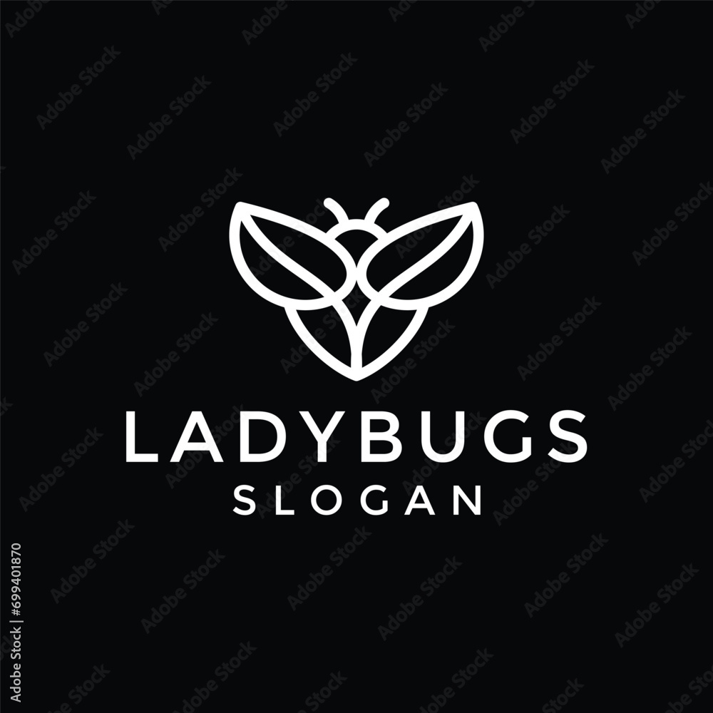 Lady bug logo vector icon illustration hipster vintage retro .
