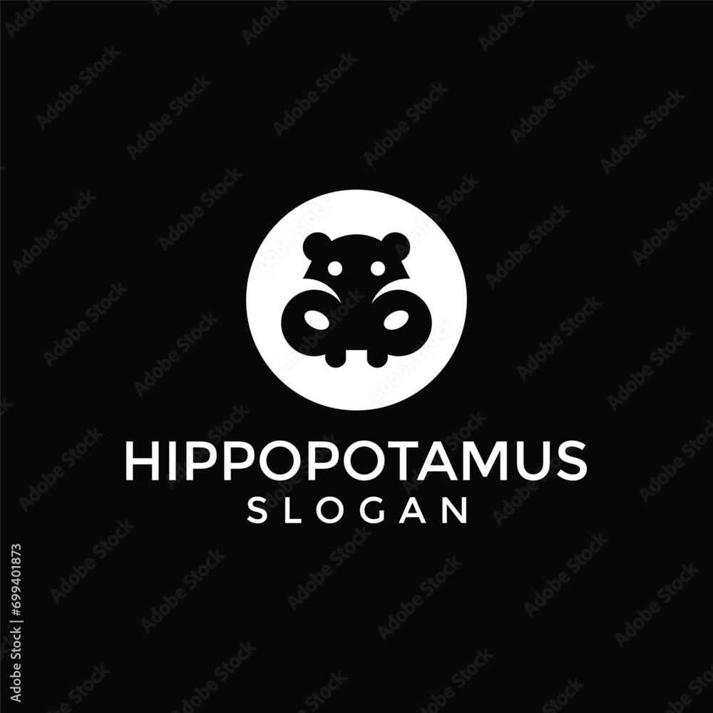 Hippo logo design silhouette Vector Stock Illustration.