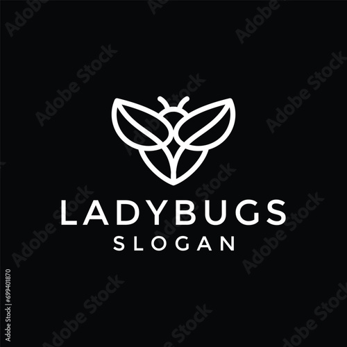 Lady bug logo vector icon illustration hipster vintage retro .