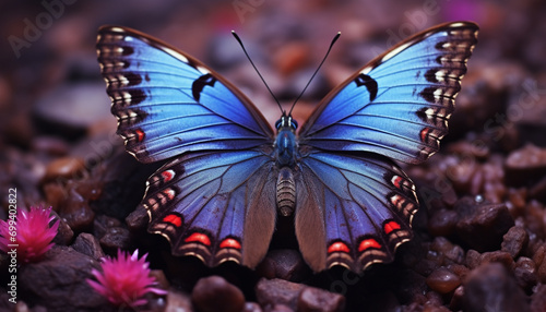 Butterfly wing showcases vibrant colors in nature generated by AI