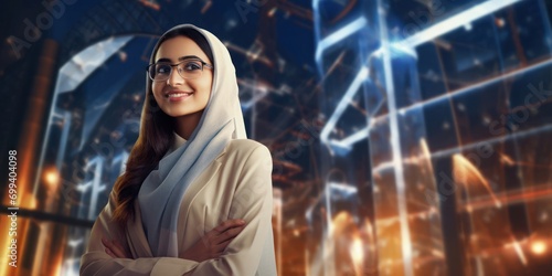 Arabic Woman Architect Professional Employment Attractive Setting Generative AI