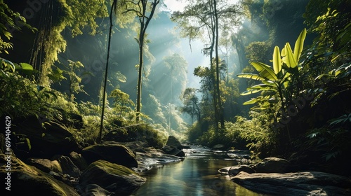 Tropical rainforest. Generative AI. photo