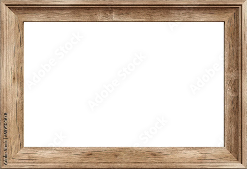 Wooden photo frame isolated on transparent background. PNG