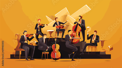  Wealth Management Symphony - An orchestra of financial instruments playing in harmony, illustrating the art of managing wealth with precision. 