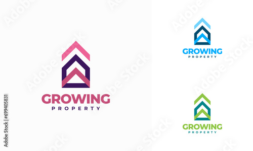real estate house logo template, Growing Property logo concept vector, Real Estate Apartment Building Logo Business Chart Logo design Urban City