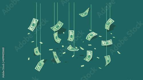  Dollar Rain - A playful illustration of dollars falling like raindrops, symbolizing financial abundance and opportunities. 