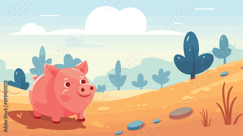  Piggy Bank Adventure - A cute piggy bank on a journey, collecting coins and representing the joy of saving and investing. 