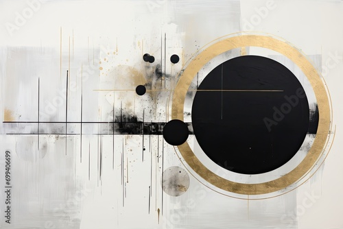 abstract oil painting of event horizon black and white