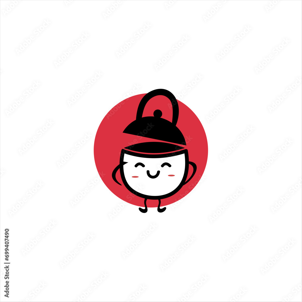 Japanese food emblem or label in red and black, for restaurant logo design Japanese food emblem or label in red and black, for restaurant logo design