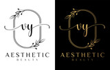 Letter VY Beauty Logo with Flourish Ornament
