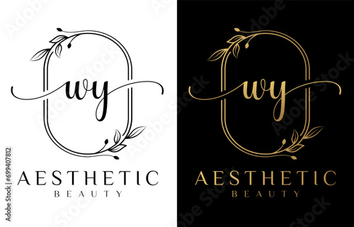 Letter WY Beauty Logo with Flourish Ornament