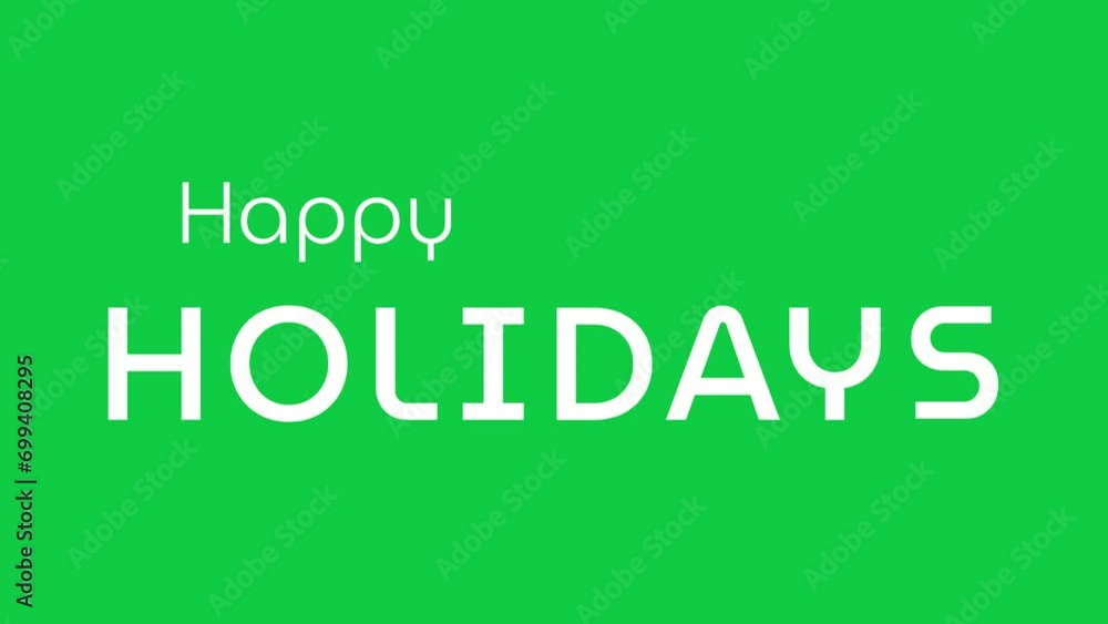 Happy holidays animation with rolling text effect in green screen background. Suitable for holiday-themed designs, greeting cards, social media posts, and festive marketing materials. Happy holidays animation with rolling text effect in green screen background. Suitable for holiday-themed designs, greeting cards, social media posts, and festive marketing materials.