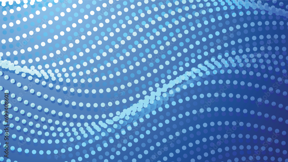 Fototapeta premium abstract background with dots wavy pattern on blue color gradient