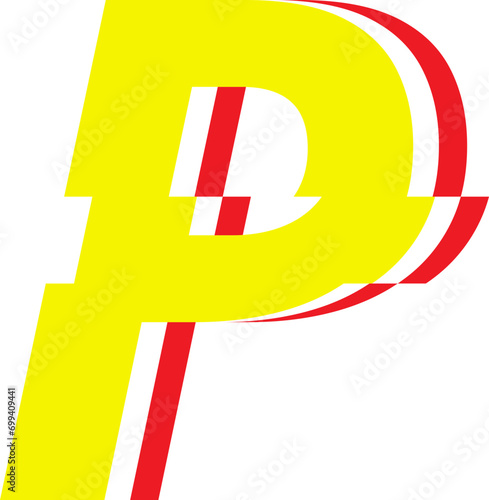 Electrical Glitch Style Alphabet P Yellow Color photo