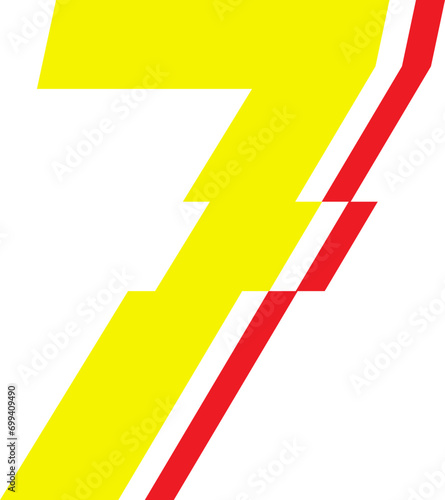 Electrical Glitch Style Number 7 Yellow Color photo