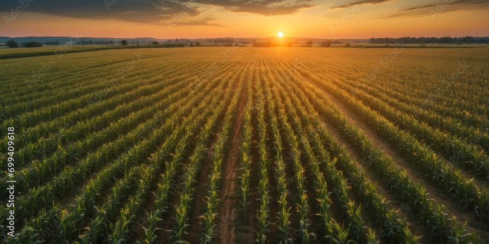 sunset in the field Ai generative sunset in the field Ai generative