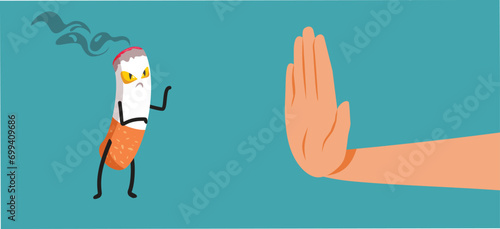  Hand Saying no to Smoking Vector Cartoon illustration Person rejecting a bad habit being vocal anti-smoking activist 