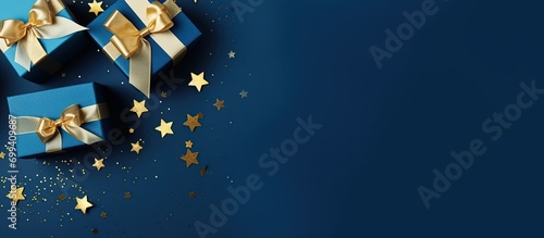 Gift box on dark blue background