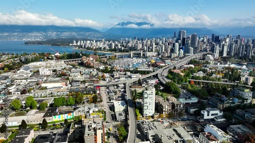 Downtown Vancouver Skyline From South Granville In British Columbia, Canada. - aerial shot photo