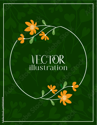 Floral and Leaves vector card, greeting card design decorated with floral and leaf, elegant card for Celebration Wedding Anniversary Gift CardVector illustration photo