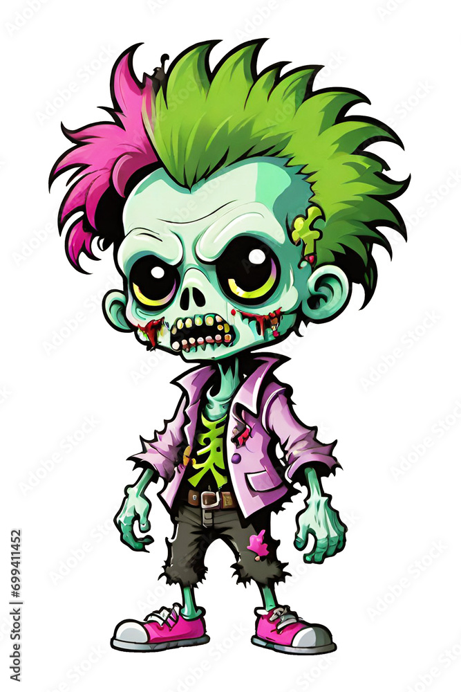 Cute zombie ombie cartoon character isolated on transparent background Cute zombie ombie cartoon character isolated on transparent background