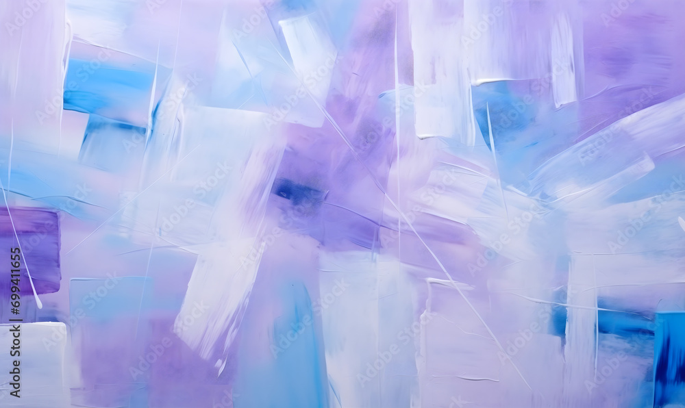 Acrylic paint strokes. Abstract background in blue and purple colors, Generative AI