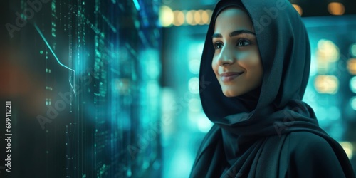 Arabic Woman Software Developer Employee Employment Beautiful Environment Generative AI © Johnathan