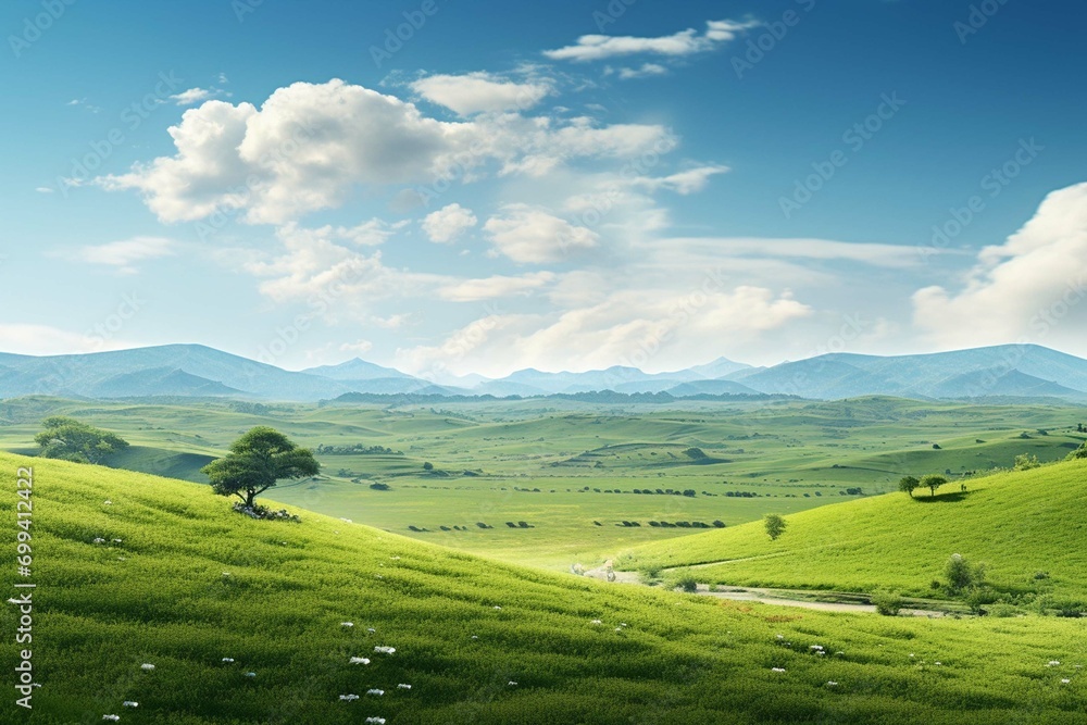 
Natural scenic panorama green field