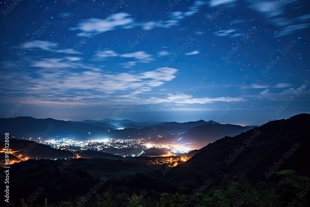 Starry Night Over a Mountain Town