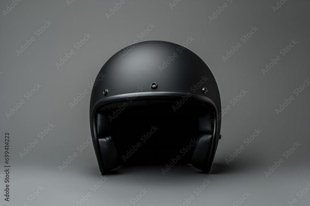 Fototapeta premium Classic motorcycle helmet mockup on grey background