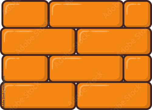 Cartoon Construction Red Brick Wall