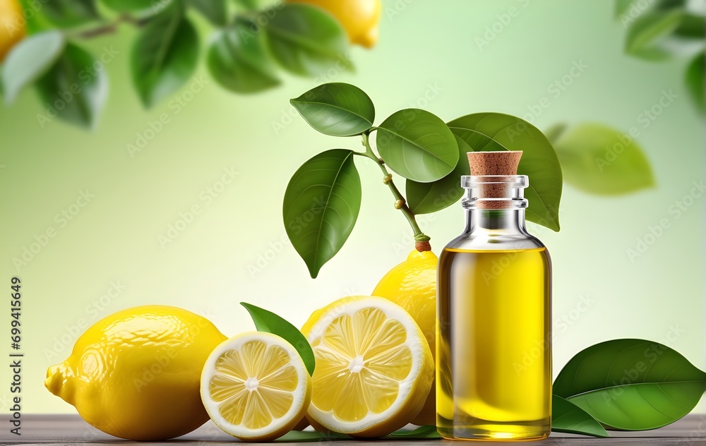 Bottle of essential oil surrounded with lemons. Health and wellness concept. Face and body beauty concept. Spa and cosmetic concept. Place for text.
Bottle of essential oil surrounded with lemons. Health and wellness concept. Face and body beauty concept. Spa and cosmetic concept. Place for text.
