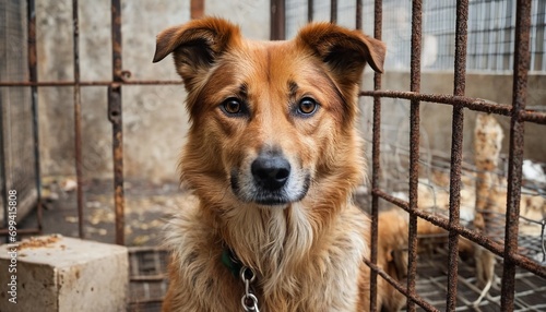 A Cry for Help: Stray Dog in a Shelter Cage