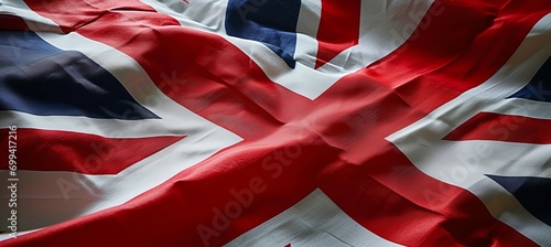 Closeup flag of United Kingdom. Country independence day concept. Generative AI technology.	
 photo