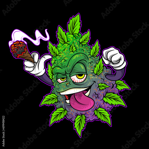 cannabis buds character vector mascot