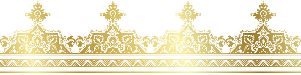abstract floral border seamless golden paper border woodcarving decorative pattern