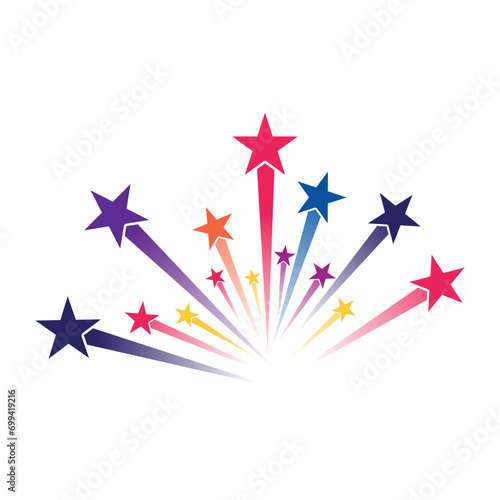 Colorful shooting stars graphic logo