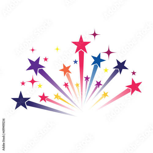Colorful shooting stars graphic logo