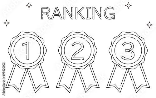 Simple ranking medal badge icon set, 1st to 3rd place