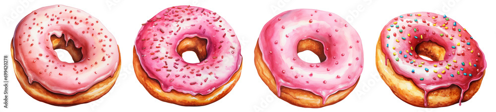 Watercolor donuts png collection transparent background Watercolor donuts png collection transparent background
