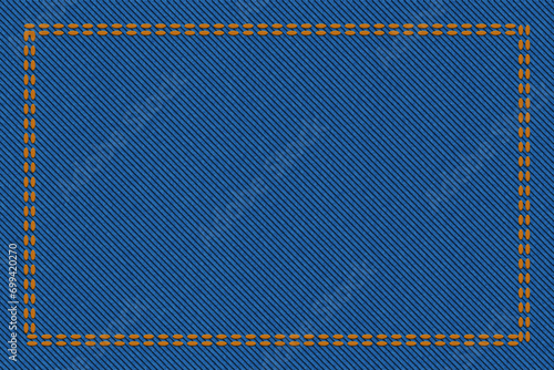Blue jeans denim fabric texture background realistic illustration. twill fabric pattern. Closeup of cotton jeans textile or denim canvas material with, Blue worn jeans textile pattern